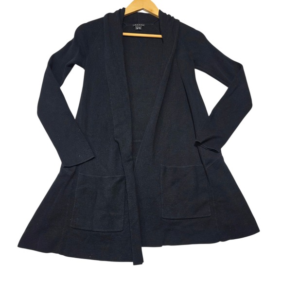 Theory Sweaters - Theory Kalalyn Cardigan Women S Black Cotton Cashmere Open Front Draped Pockets